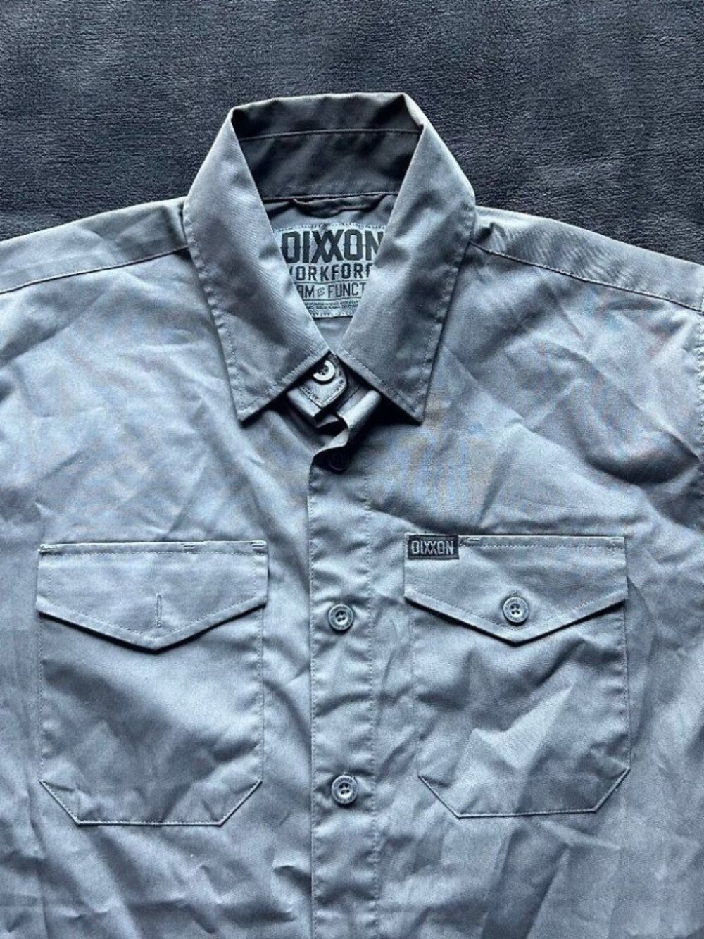 Dixxon Workforce Short Sleeve Button Up Shirt Gray M